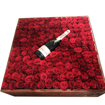 Caja especial con 200 rosas